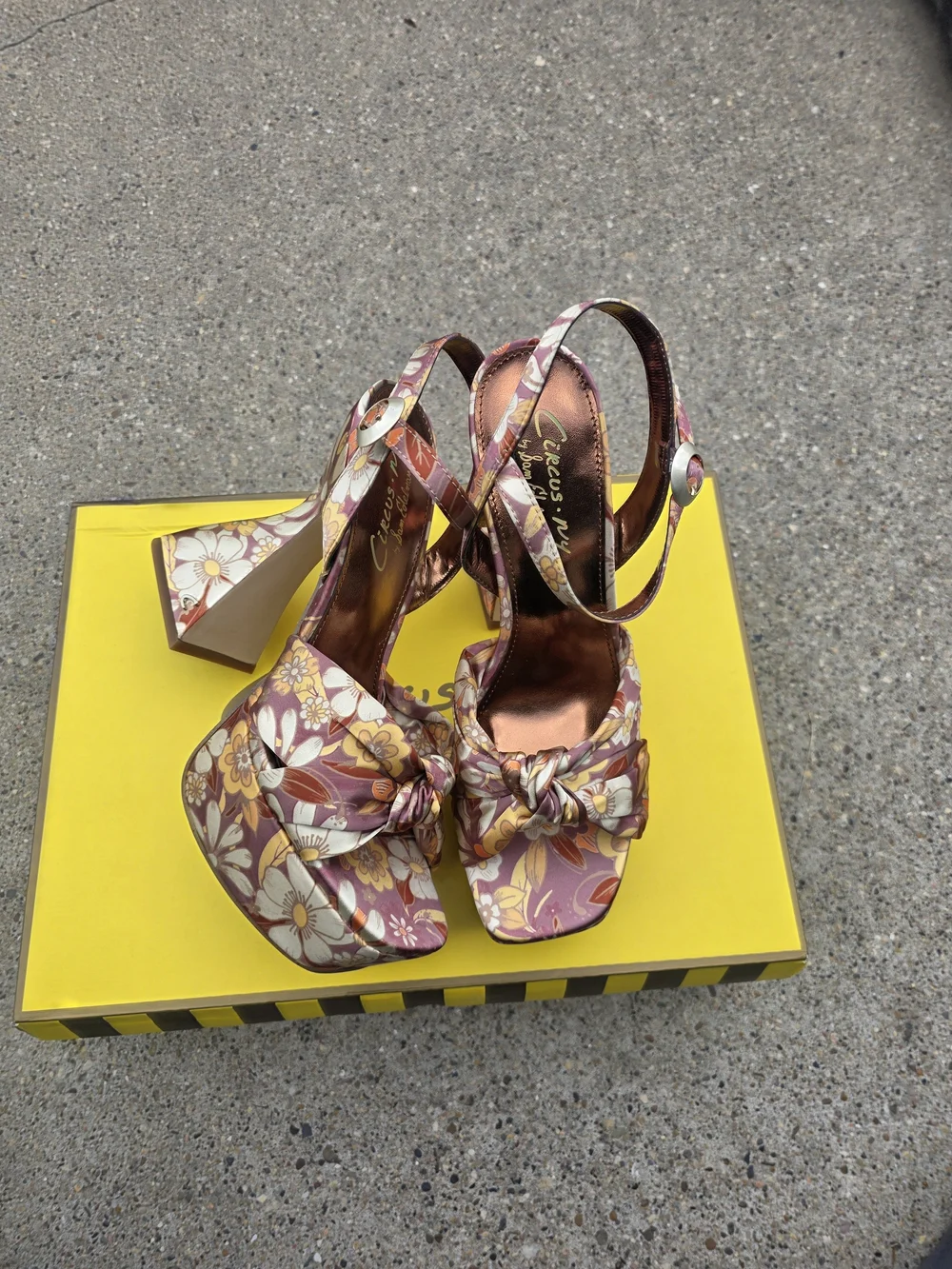 Circus by Sam Edelman Floral Block-Heel Sandals in Mauve Women 9